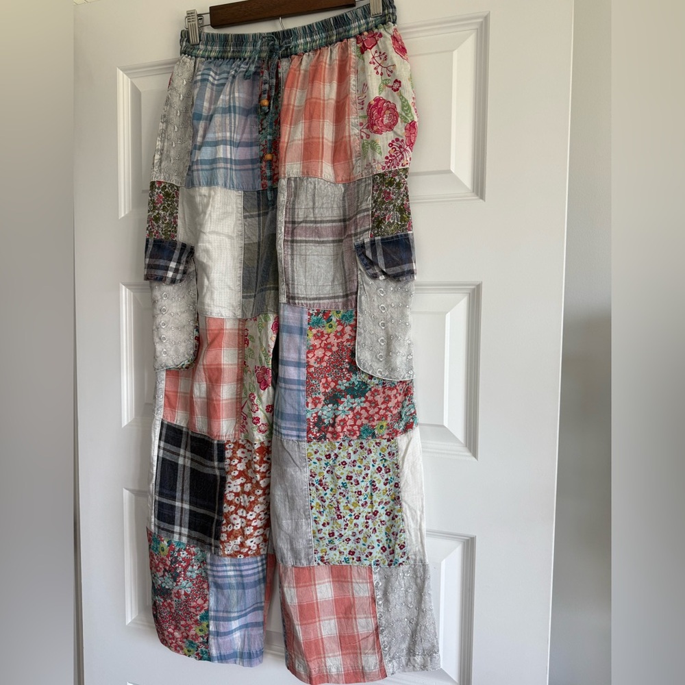 Young Threads Patchwork Pants NWT Medium Boho Cot… - image 3